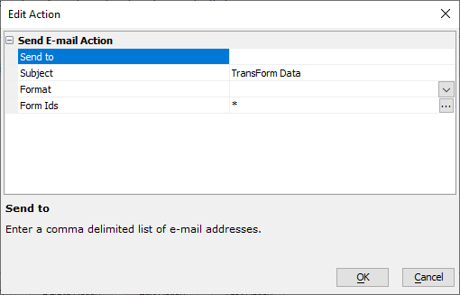 The Send Email Action Editor